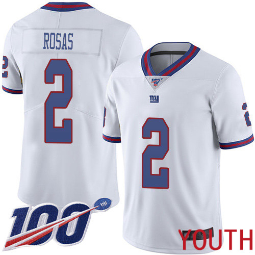 Youth New York Giants #2 Aldrick Rosas Limited White Rush Vapor Untouchable 100th Season Football NFL Jersey